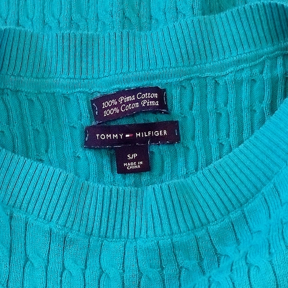 Tommy Hilfiger Teal Cable Knit Sweat Size Small - Picture 4 of 4